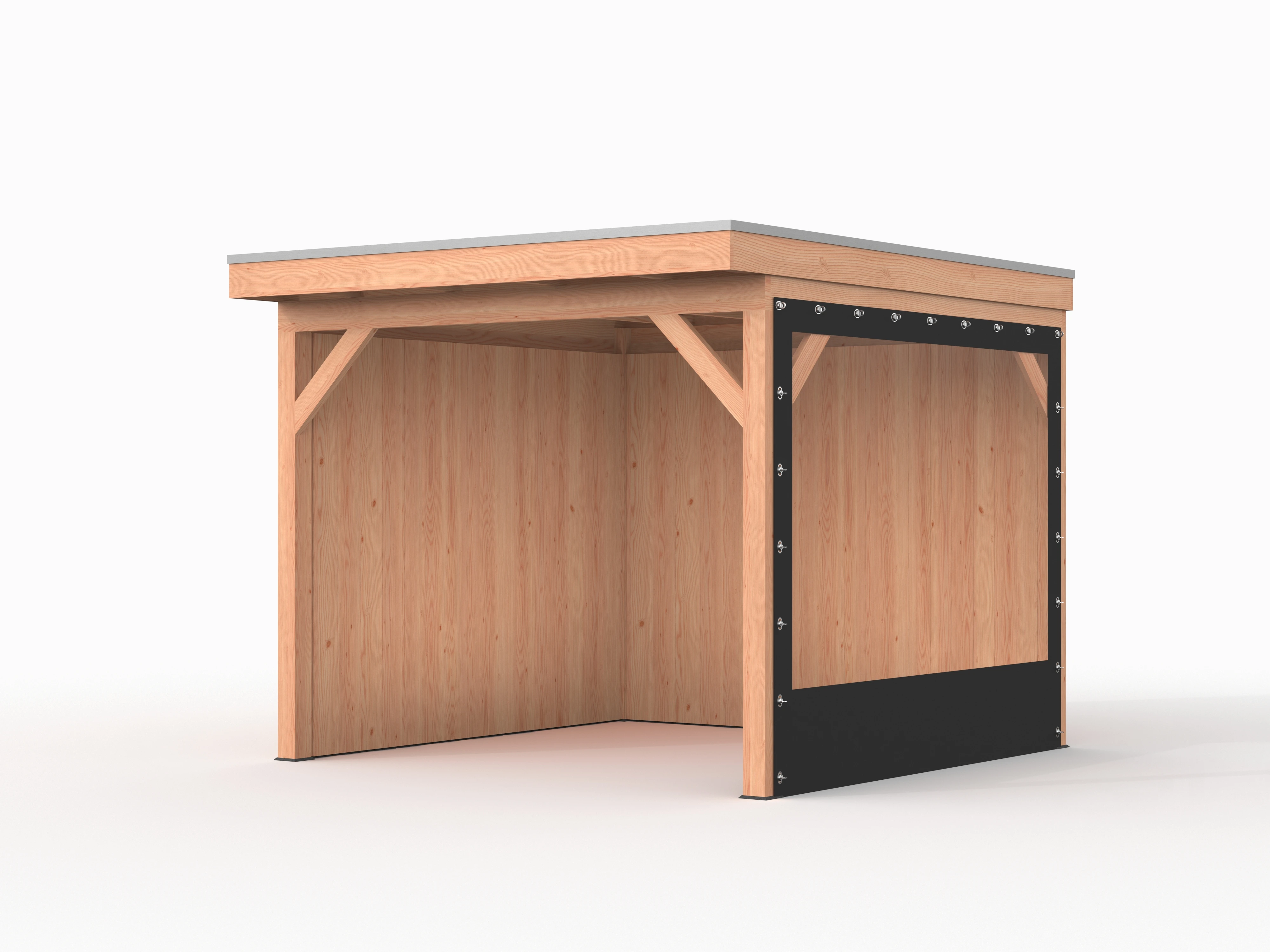 Verandazeil Wand 250 cm Zwart - voor 14 x 14 cm Staanders - Afbeelding 1